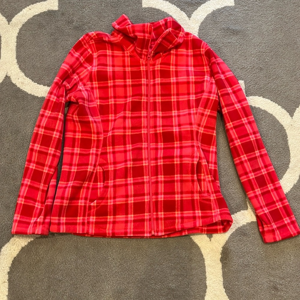 Old Navy pink plaid Fleece Zip Up